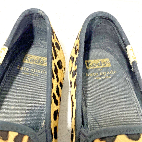 Keds x kate spade Double Decker Sneakers Leopard Print Fur Flats Shoes US 9.5M - Picture 5 of 12